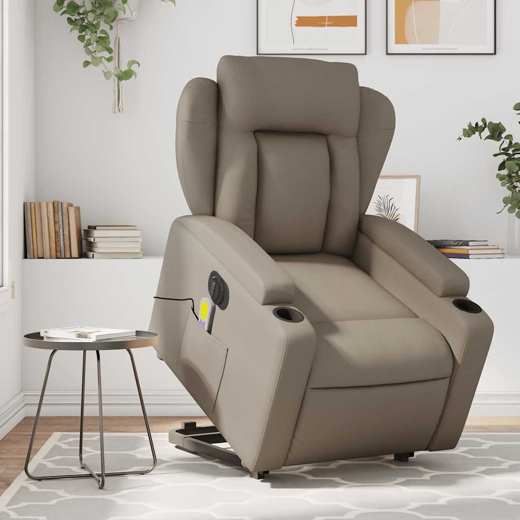 Fauteuil inclinable de massage électrique cappuccino similicuir - XIOS
