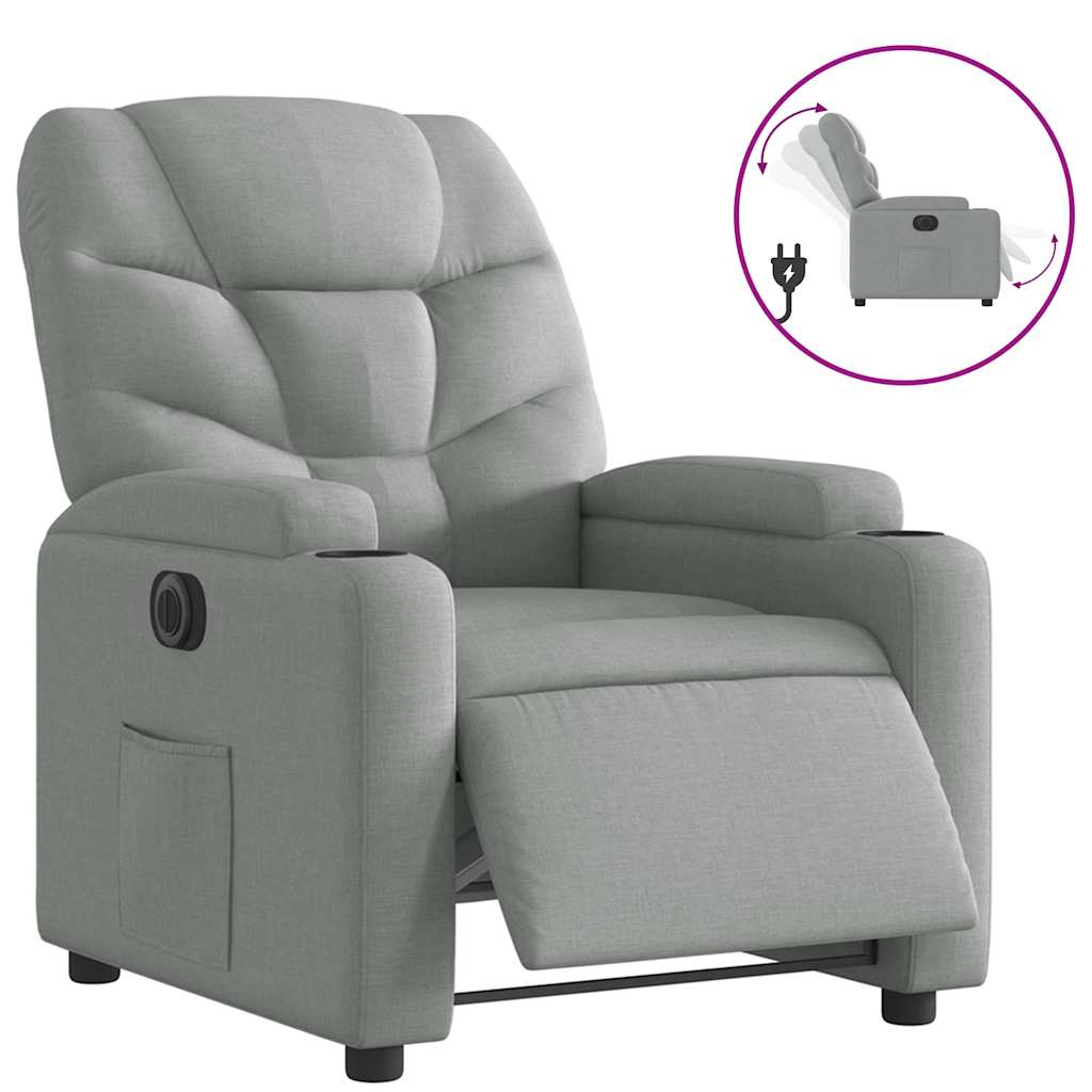 Fauteuil inclinable électrique Gris clair Tissu - XIOS