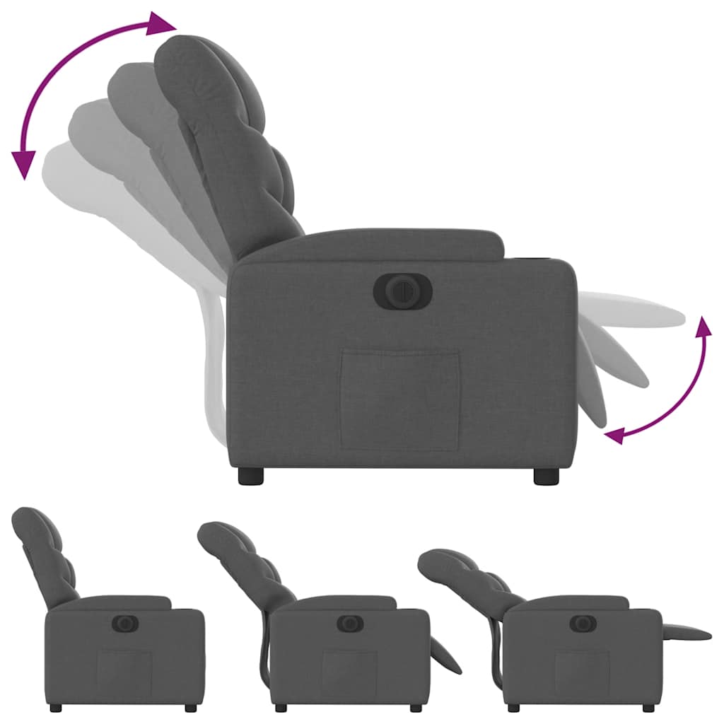 Fauteuil inclinable électrique Noir Tissu