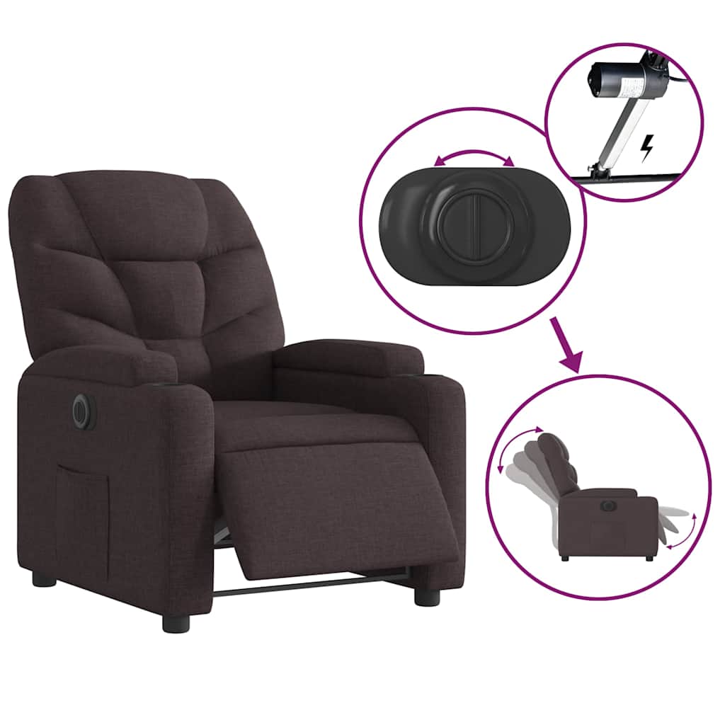 Fauteuil inclinable électrique Marron foncé Tissu - XIOS