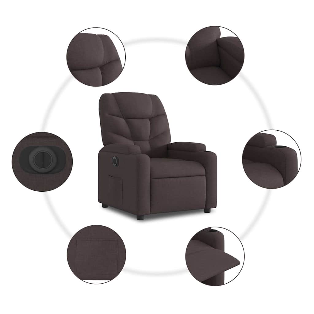 Fauteuil inclinable électrique Marron foncé Tissu - XIOS