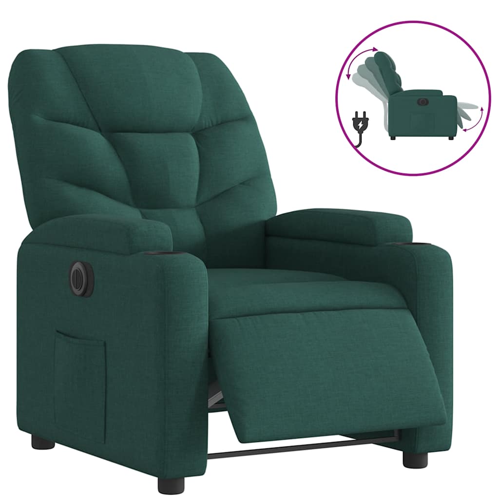 Fauteuil inclinable électrique Vert foncé Tissu - XIOS