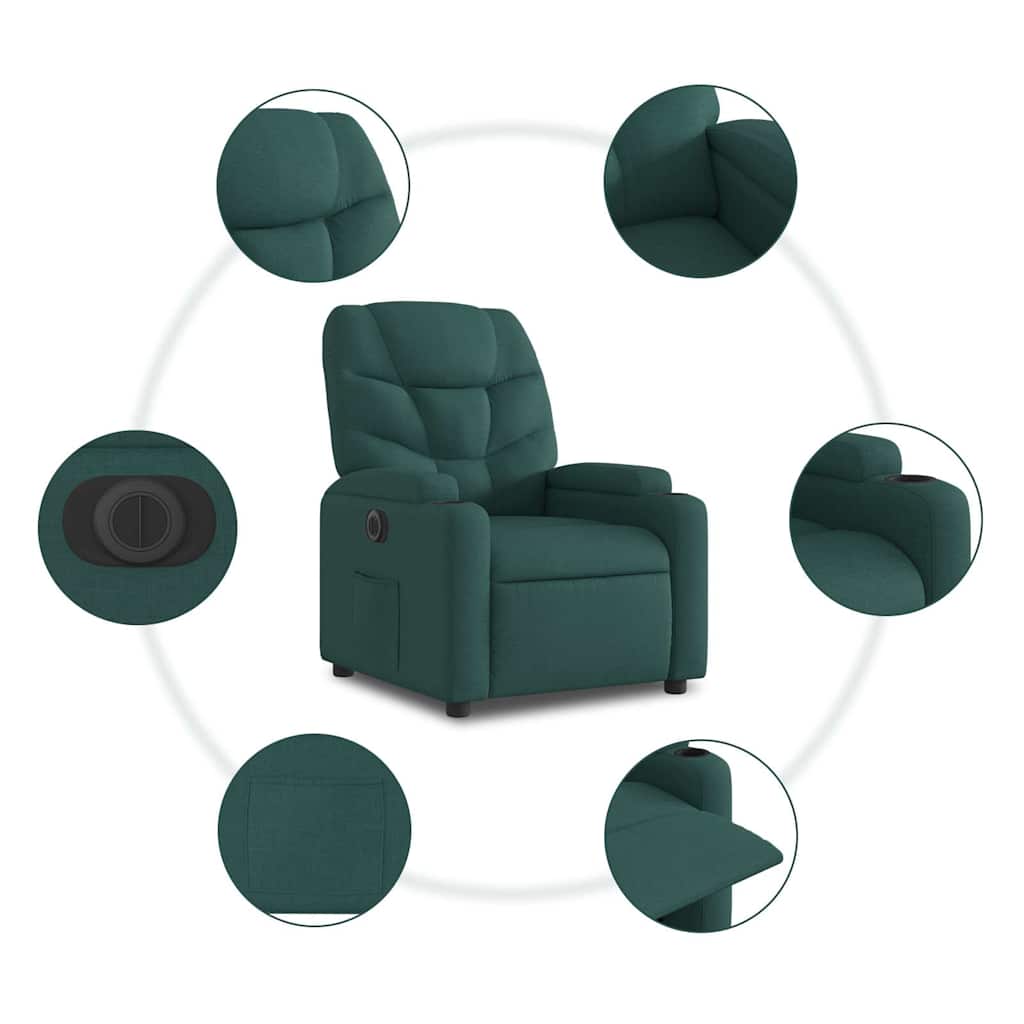 Fauteuil inclinable électrique Vert foncé Tissu - XIOS