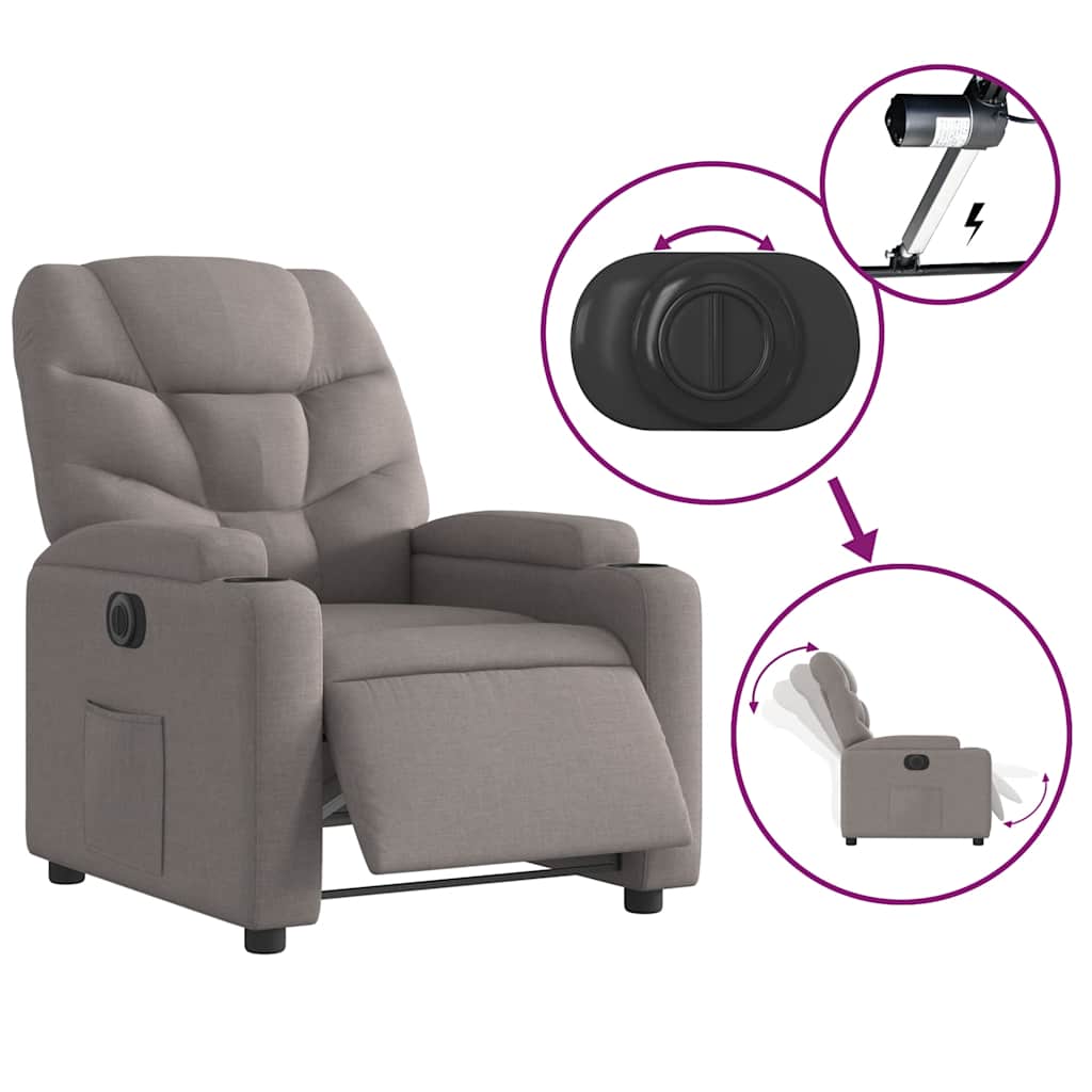 Fauteuil inclinable électrique Taupe Tissu - XIOS