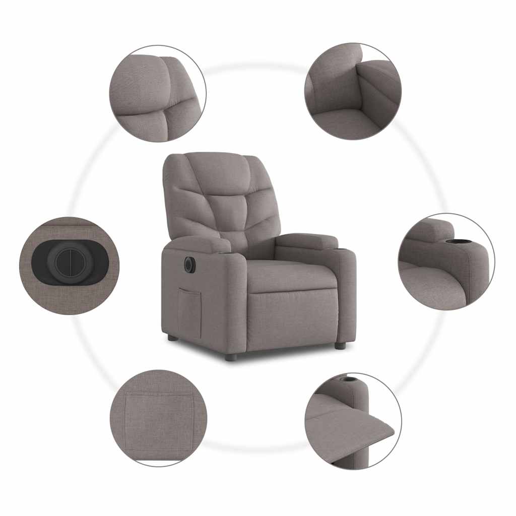 Fauteuil inclinable électrique Taupe Tissu - XIOS