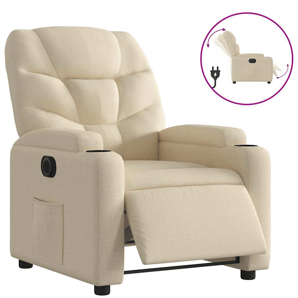 Fauteuil inclinable électrique Crème Tissu - XIOS