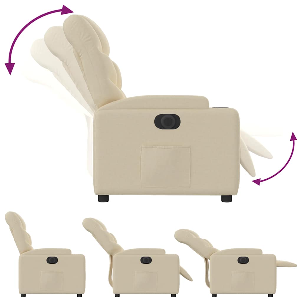 Fauteuil inclinable électrique Crème Tissu - XIOS