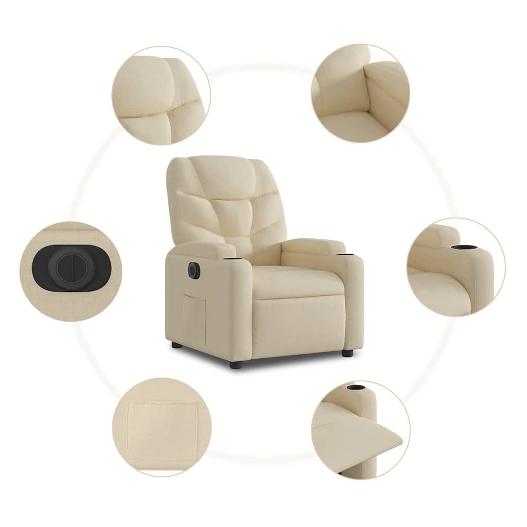 Fauteuil inclinable électrique Crème Tissu - XIOS