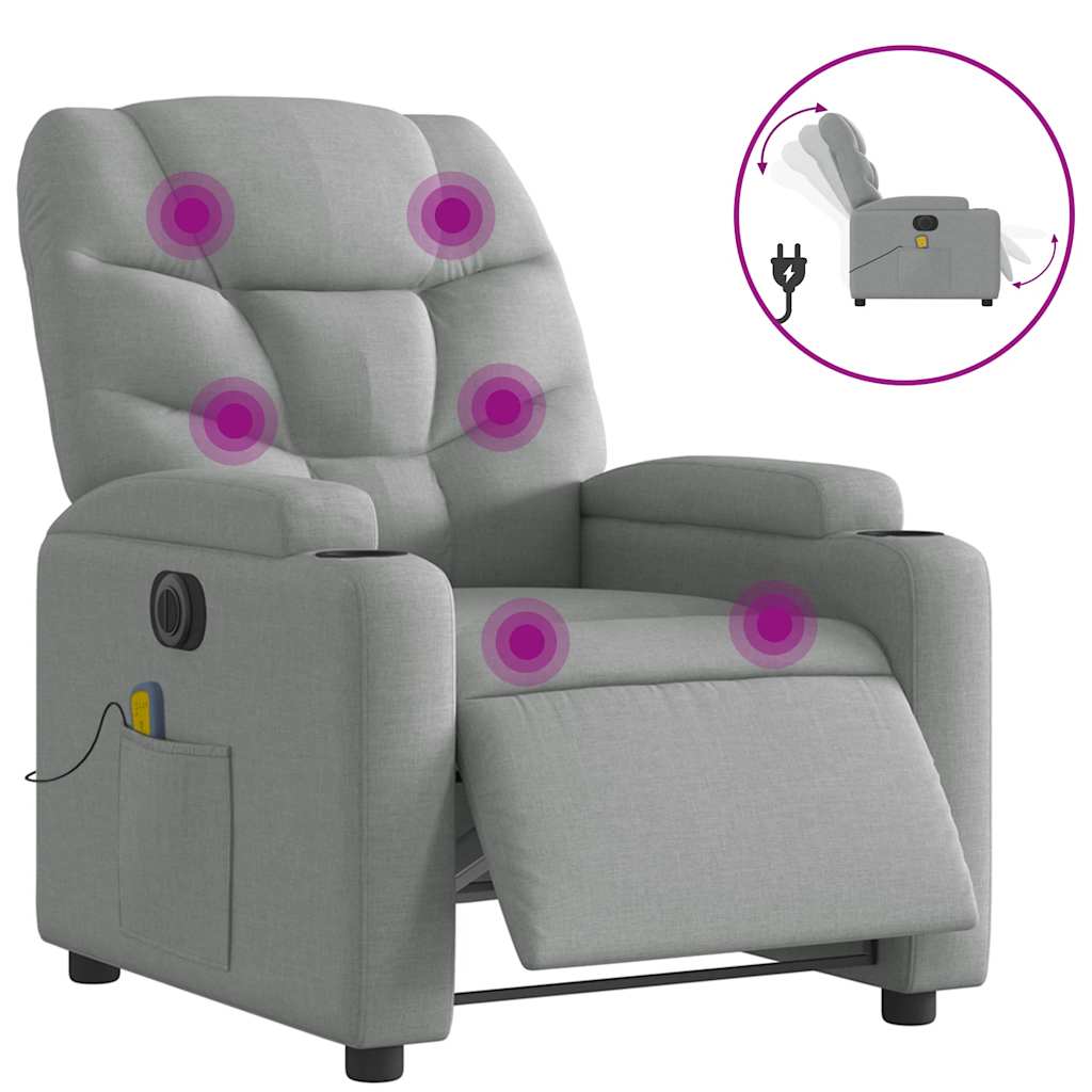 Fauteuil de massage inclinable électrique gris clair tissu - XIOS