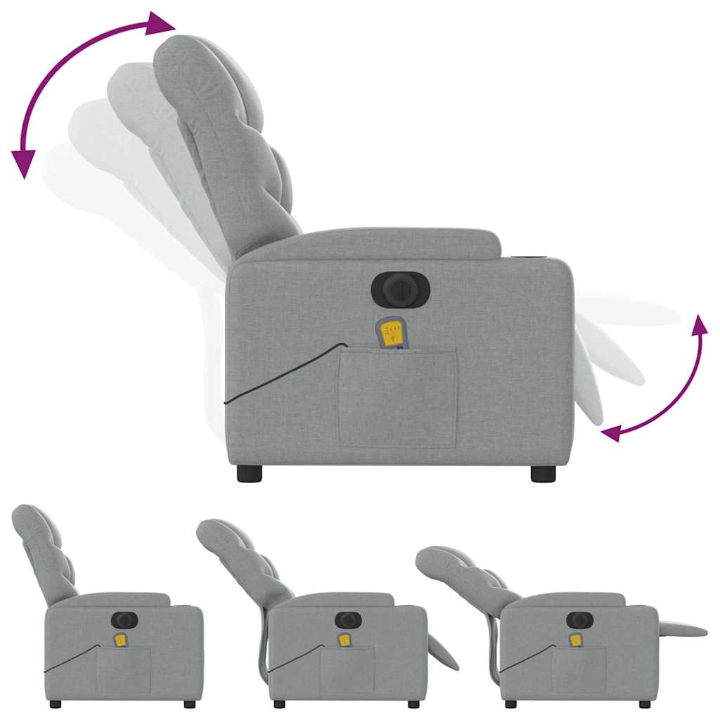 Fauteuil de massage inclinable électrique gris clair tissu