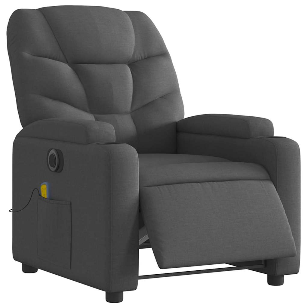 Fauteuil inclinable de massage électrique gris foncé tissu - XIOS