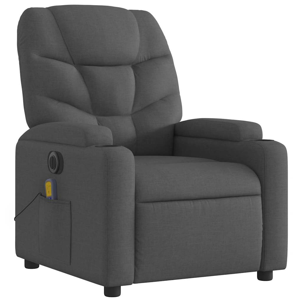 Fauteuil inclinable de massage électrique gris foncé tissu