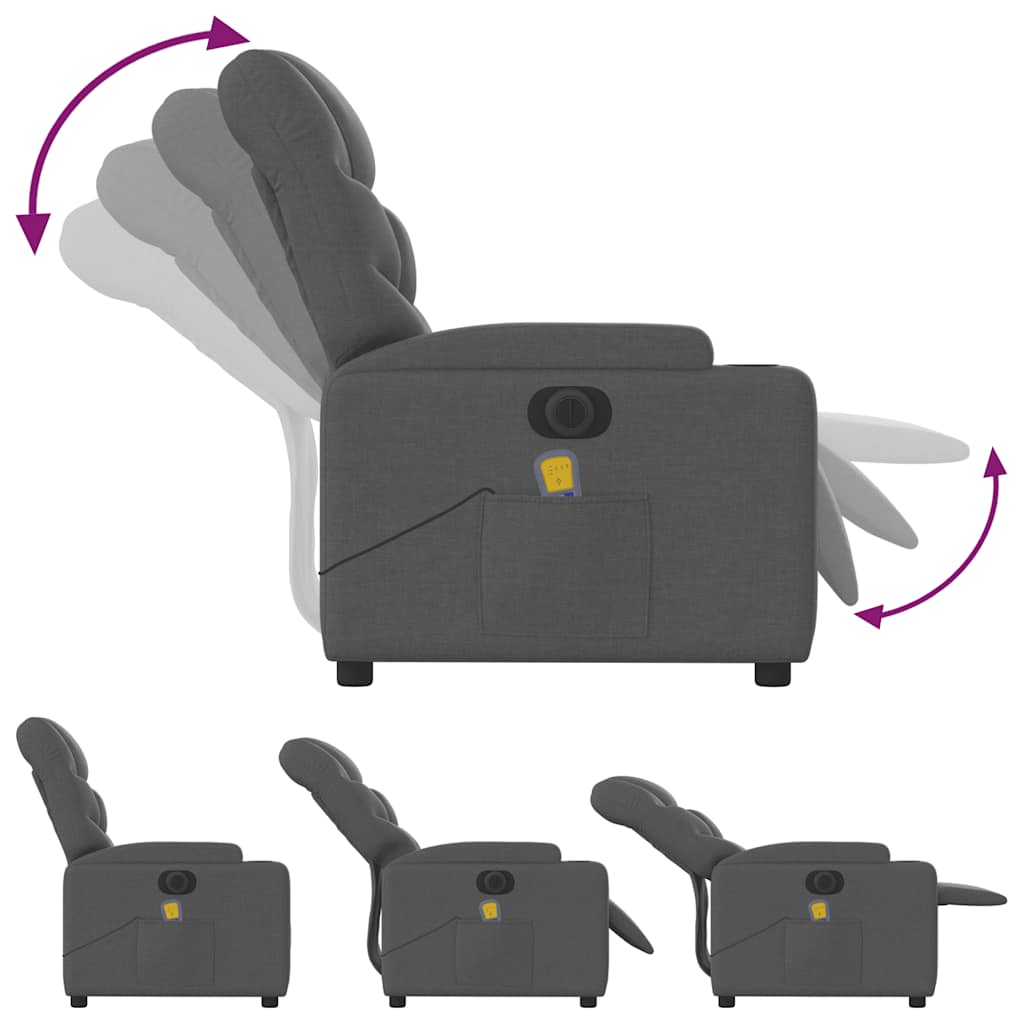 Fauteuil inclinable de massage électrique gris foncé tissu