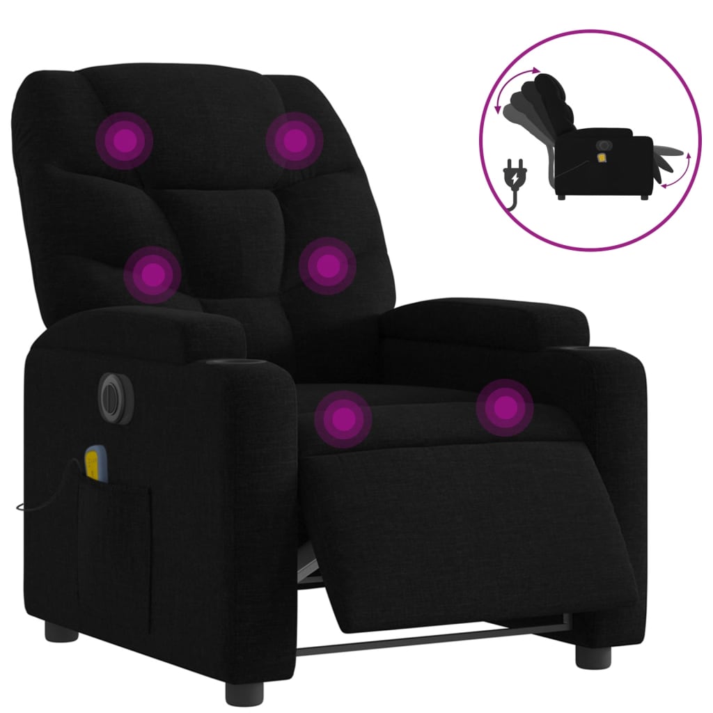 Fauteuil de massage inclinable électrique Noir Tissu - XIOS