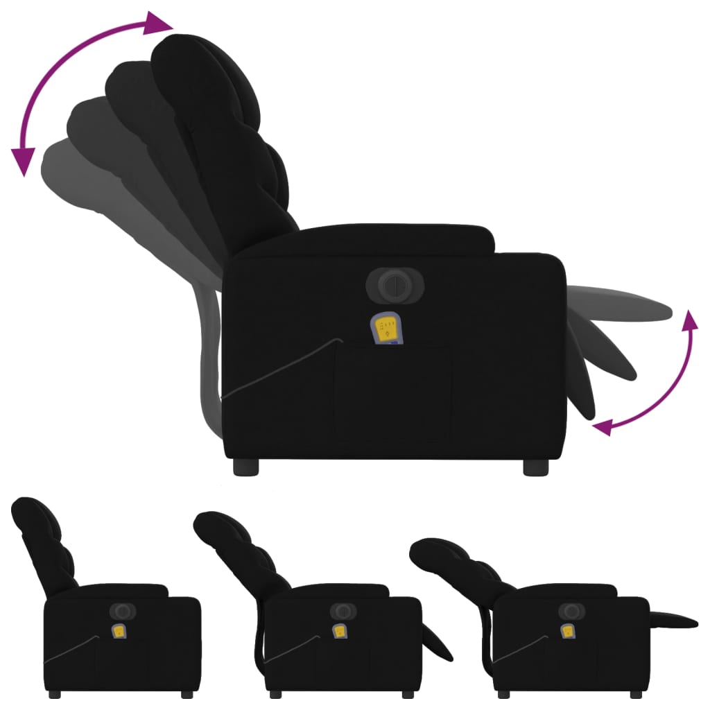 Fauteuil de massage inclinable électrique Noir Tissu - XIOS