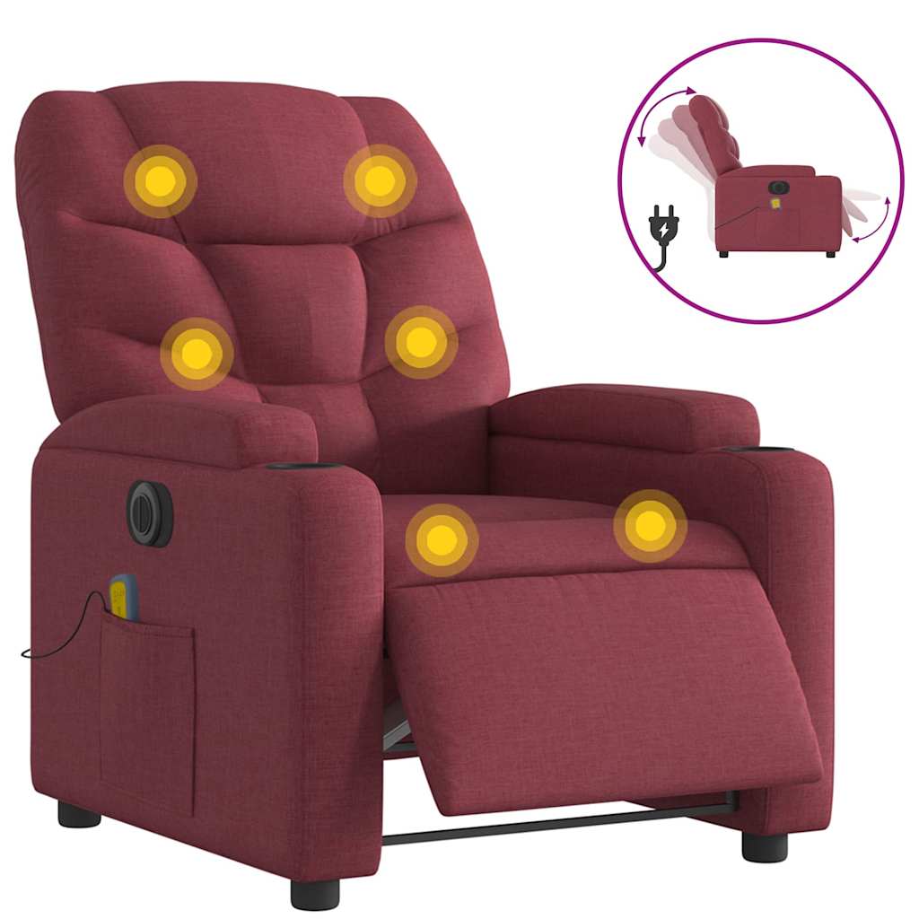 Fauteuil de massage inclinable électrique Rouge bordeaux Tissu - XIOS