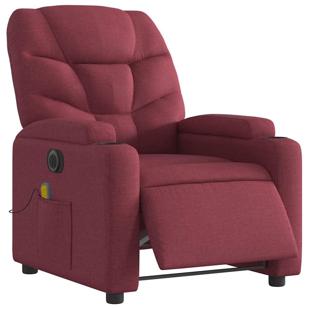 Fauteuil de massage inclinable électrique Rouge bordeaux Tissu