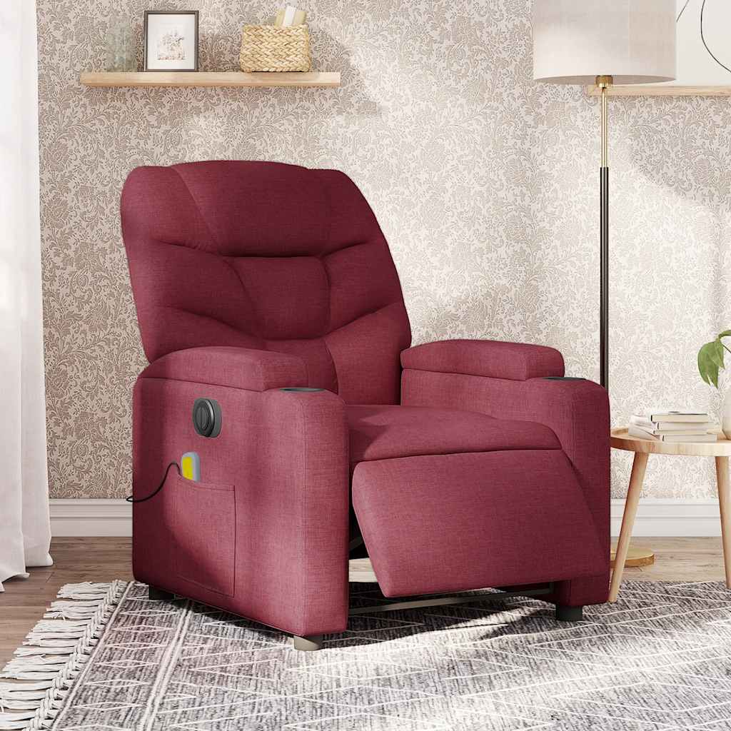 Fauteuil de massage inclinable électrique Rouge bordeaux Tissu - XIOS