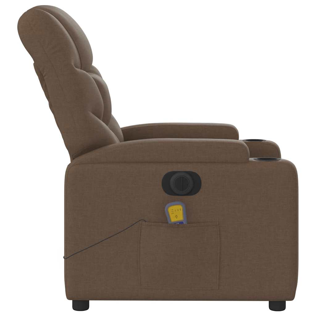 Fauteuil inclinable de massage électrique marron tissu