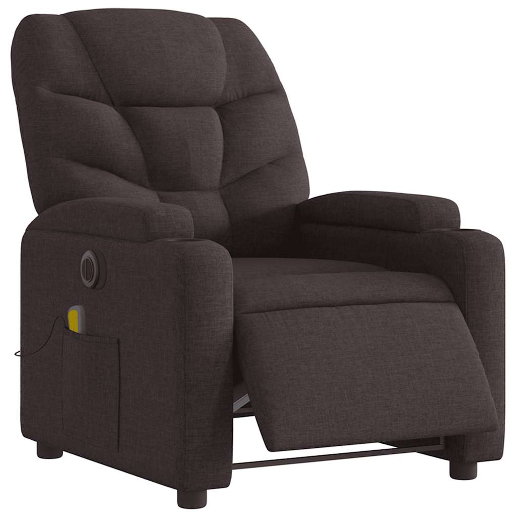 Fauteuil de massage inclinable électrique Marron foncé Tissu - XIOS