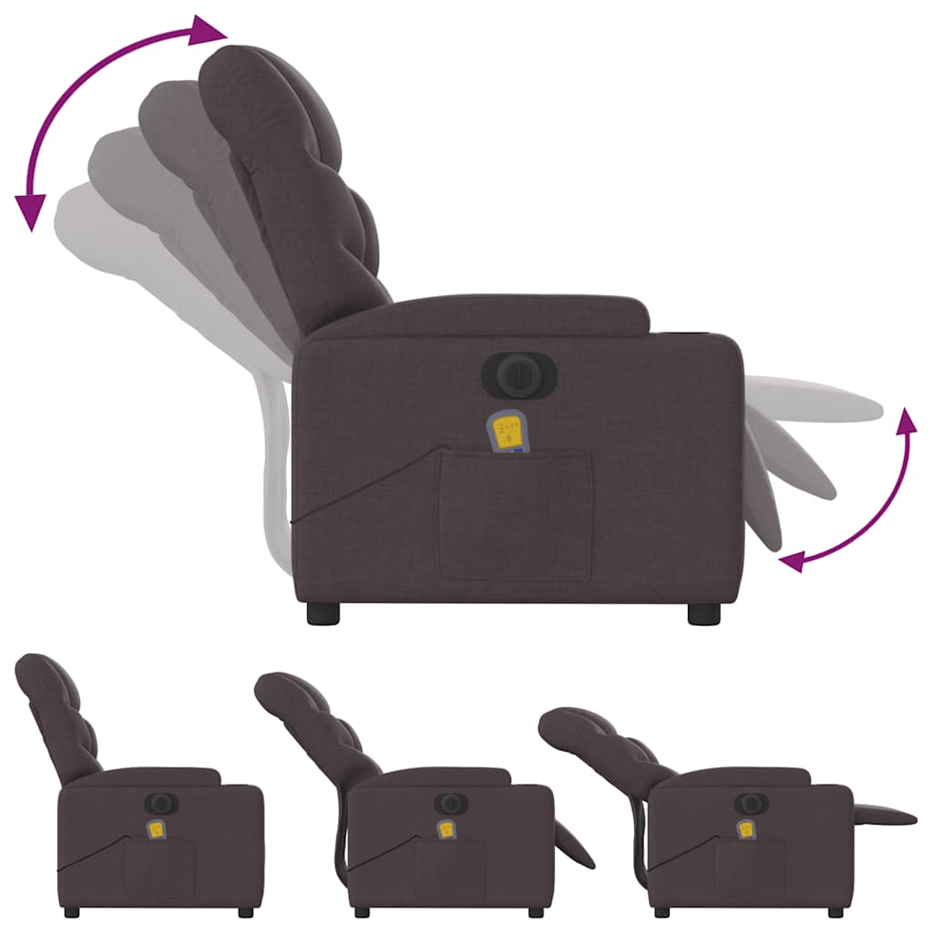 Fauteuil de massage inclinable électrique Marron foncé Tissu - XIOS