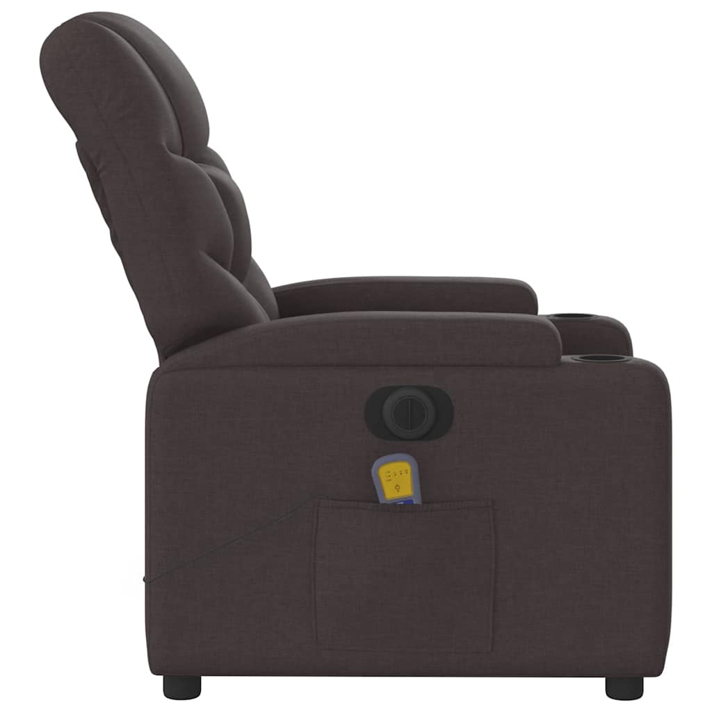 Fauteuil de massage inclinable électrique Marron foncé Tissu - XIOS