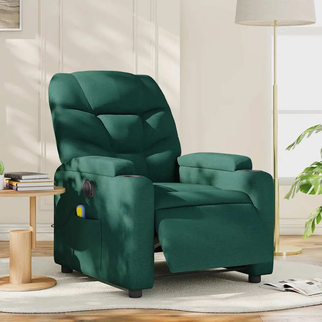 Fauteuil de massage inclinable électrique Vert foncé Tissu - XIOS