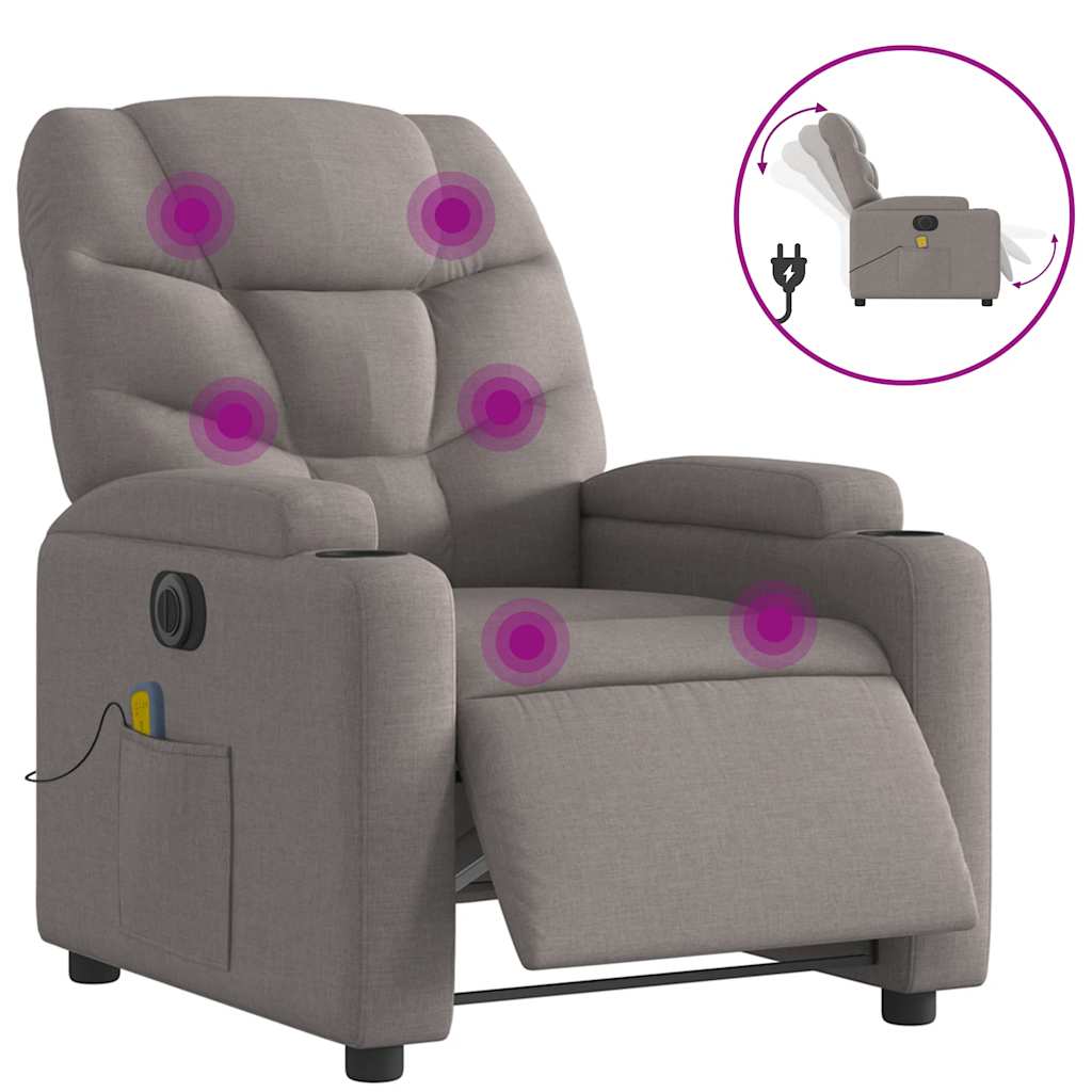 Fauteuil de massage inclinable électrique Taupe Tissu - XIOS