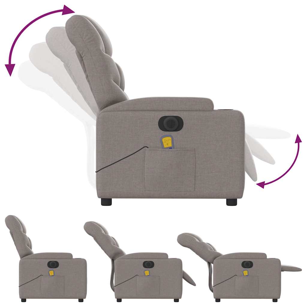 Fauteuil de massage inclinable électrique Taupe Tissu - XIOS