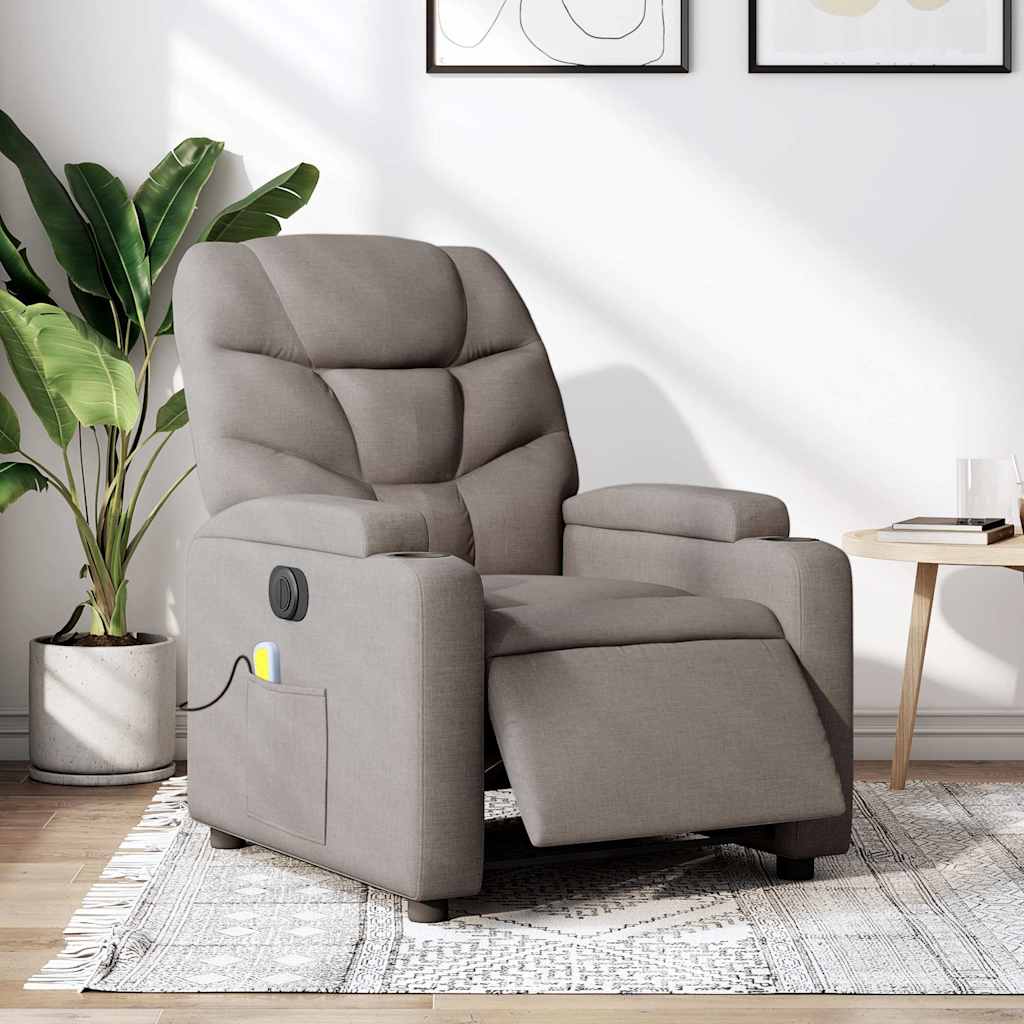 Fauteuil de massage inclinable électrique Taupe Tissu - XIOS