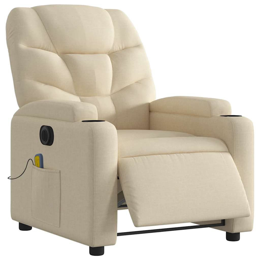 Fauteuil inclinable de massage électrique crème tissu - XIOS