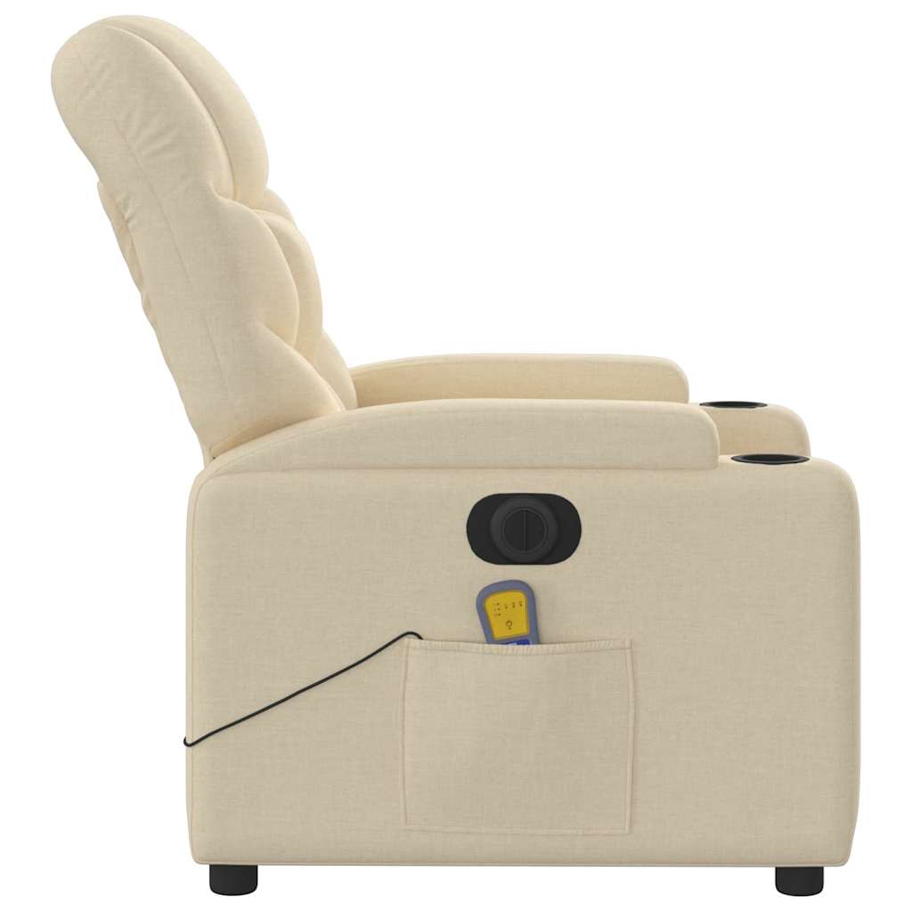 Fauteuil inclinable de massage électrique crème tissu - XIOS