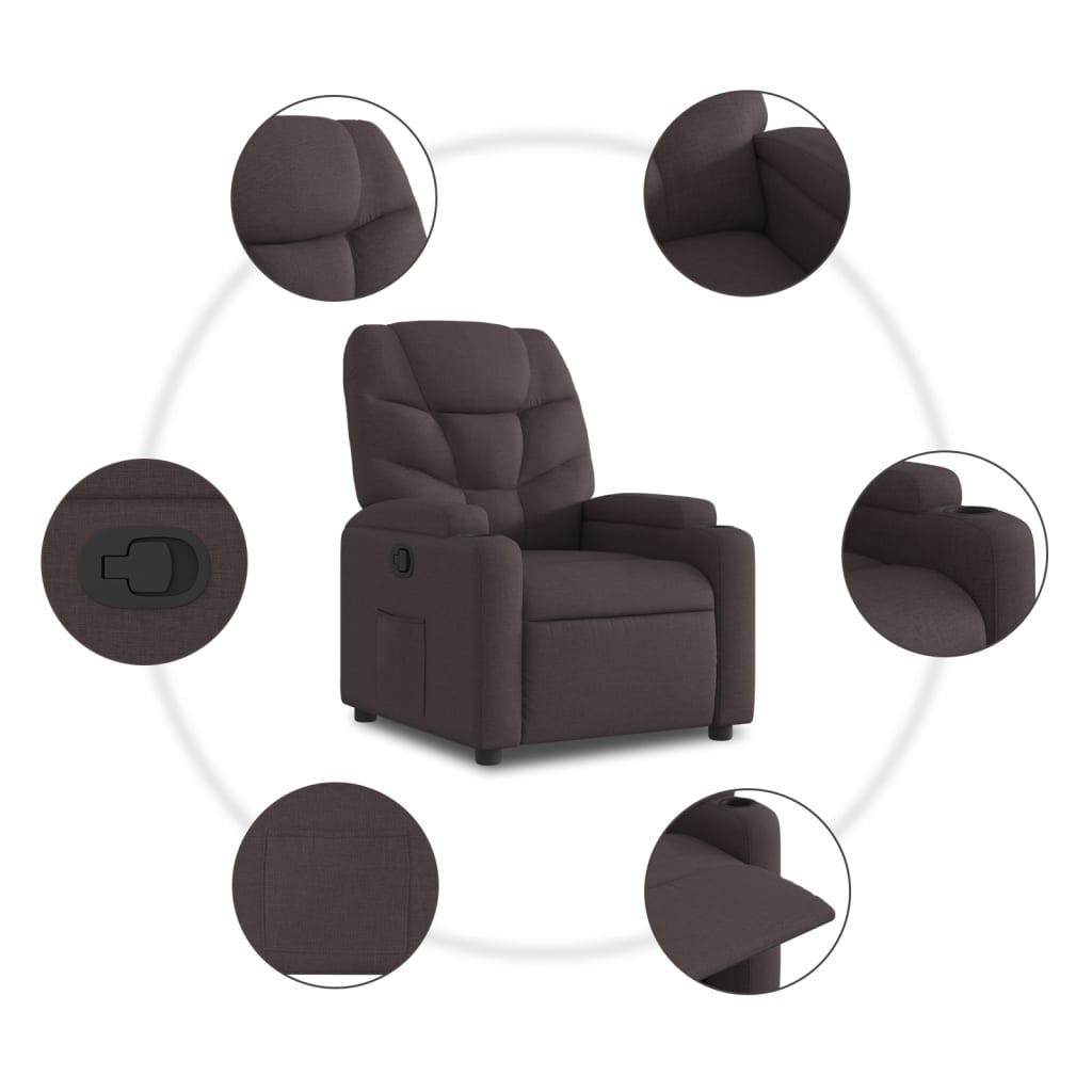 Fauteuil inclinable marron foncé tissu - XIOS