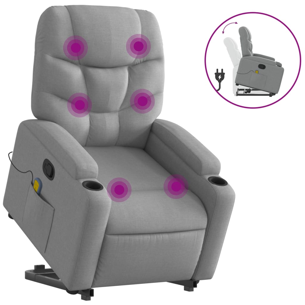 Fauteuil de massage inclinable Gris clair Tissu