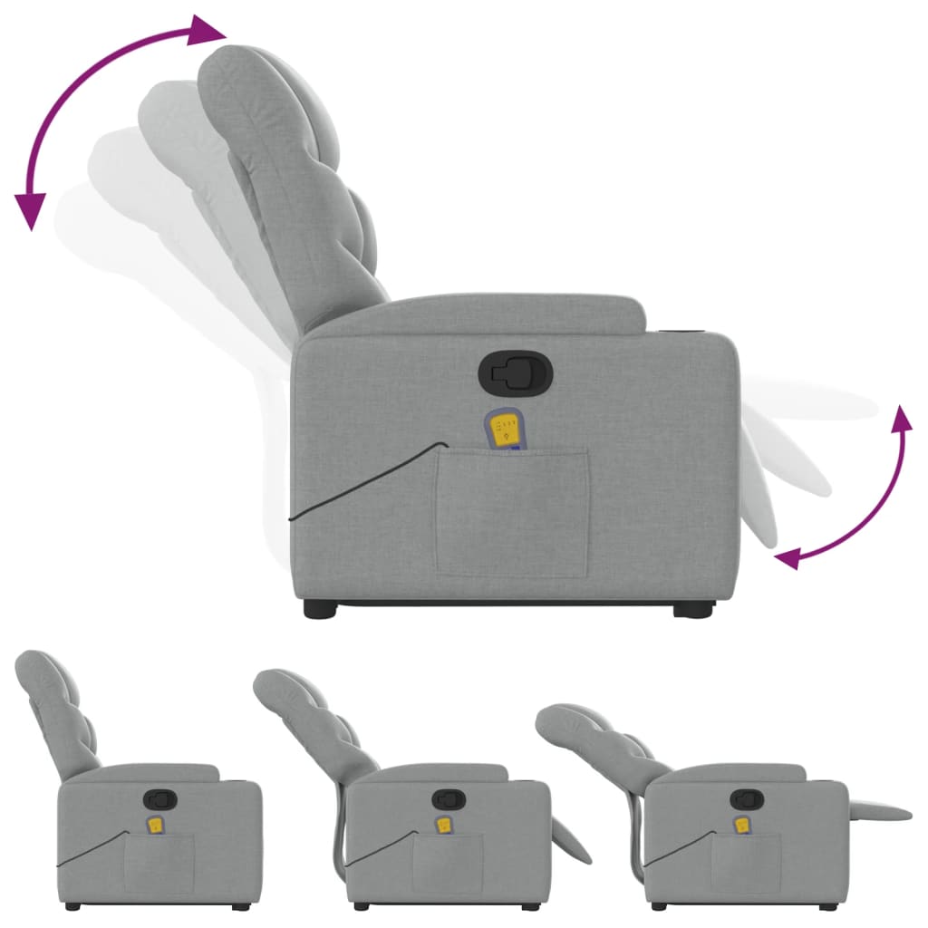 Fauteuil de massage inclinable Gris clair Tissu