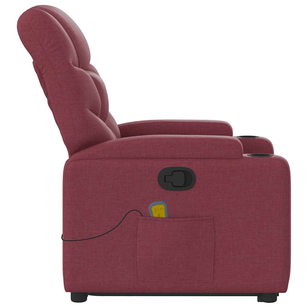 Fauteuil inclinable de massage Rouge bordeaux Tissu