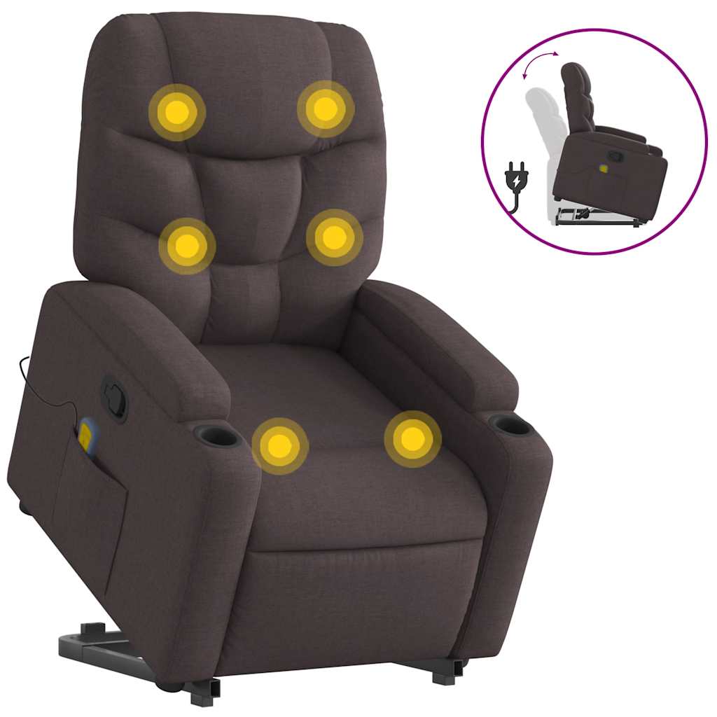 Fauteuil inclinable de massage Marron foncé Tissu