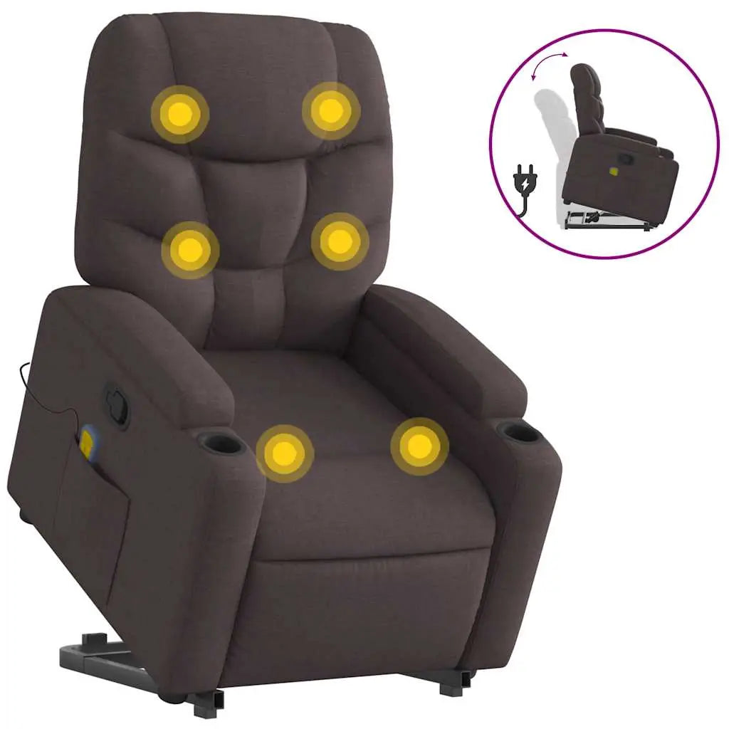 Fauteuil inclinable de massage Marron foncé Tissu - XIOS