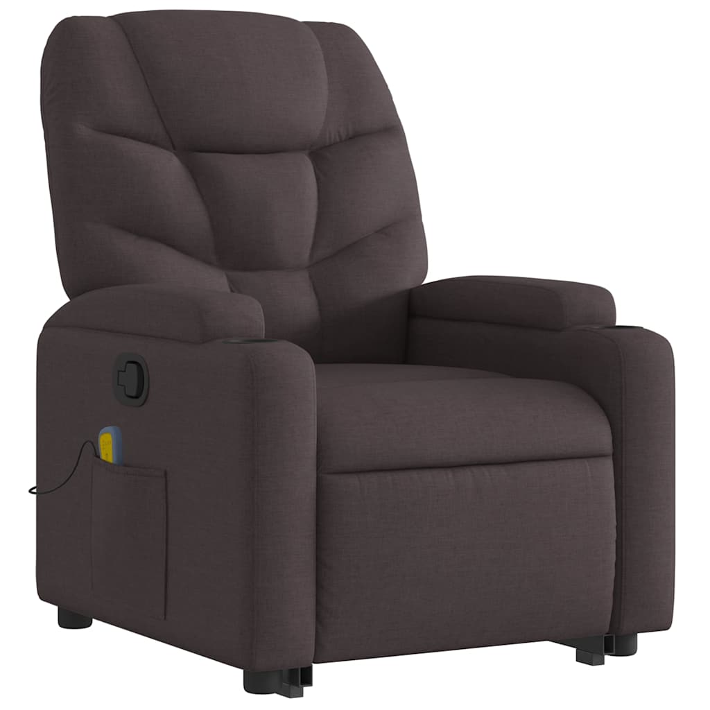 Fauteuil inclinable de massage Marron foncé Tissu