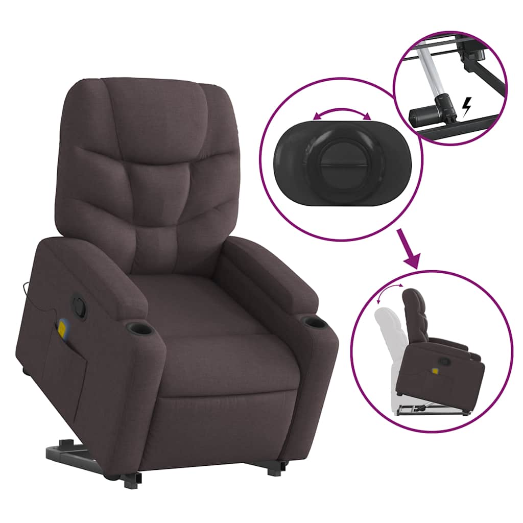 Fauteuil inclinable de massage Marron foncé Tissu