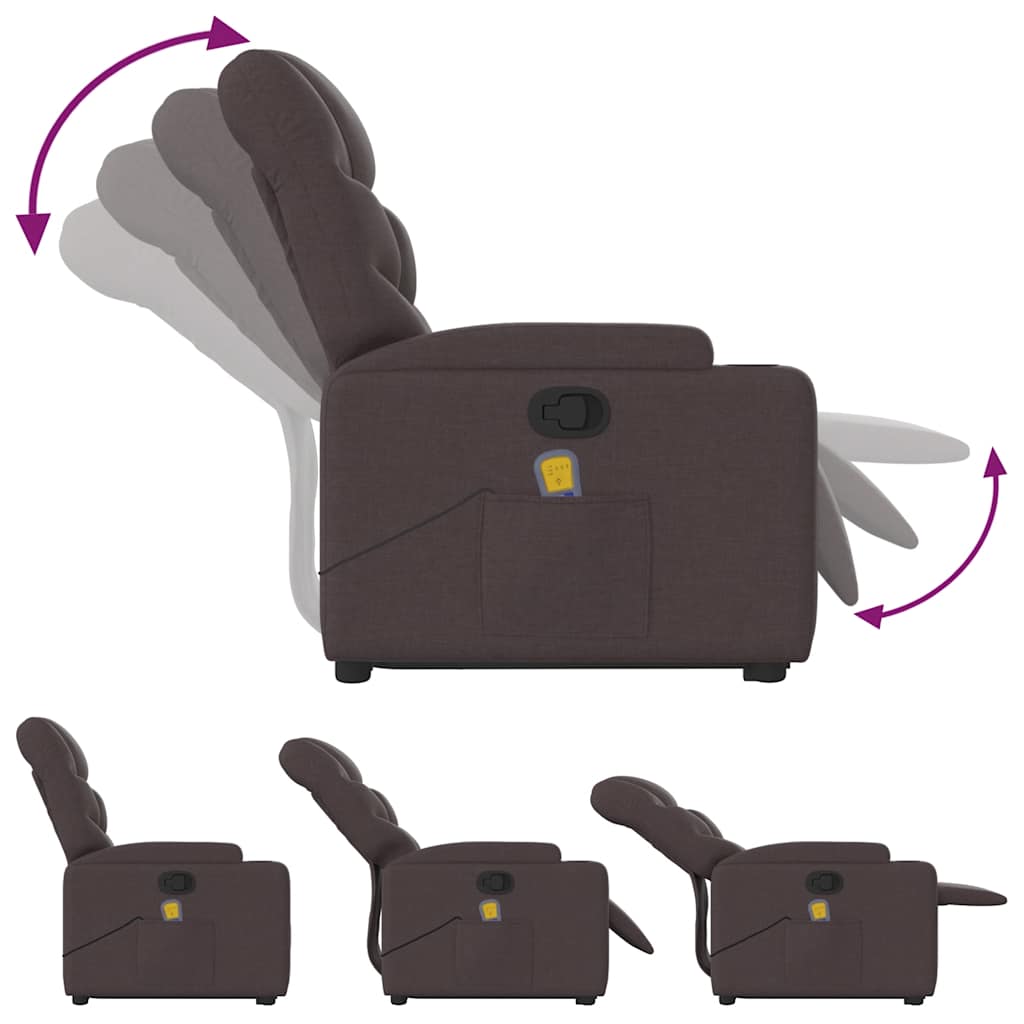 Fauteuil inclinable de massage Marron foncé Tissu