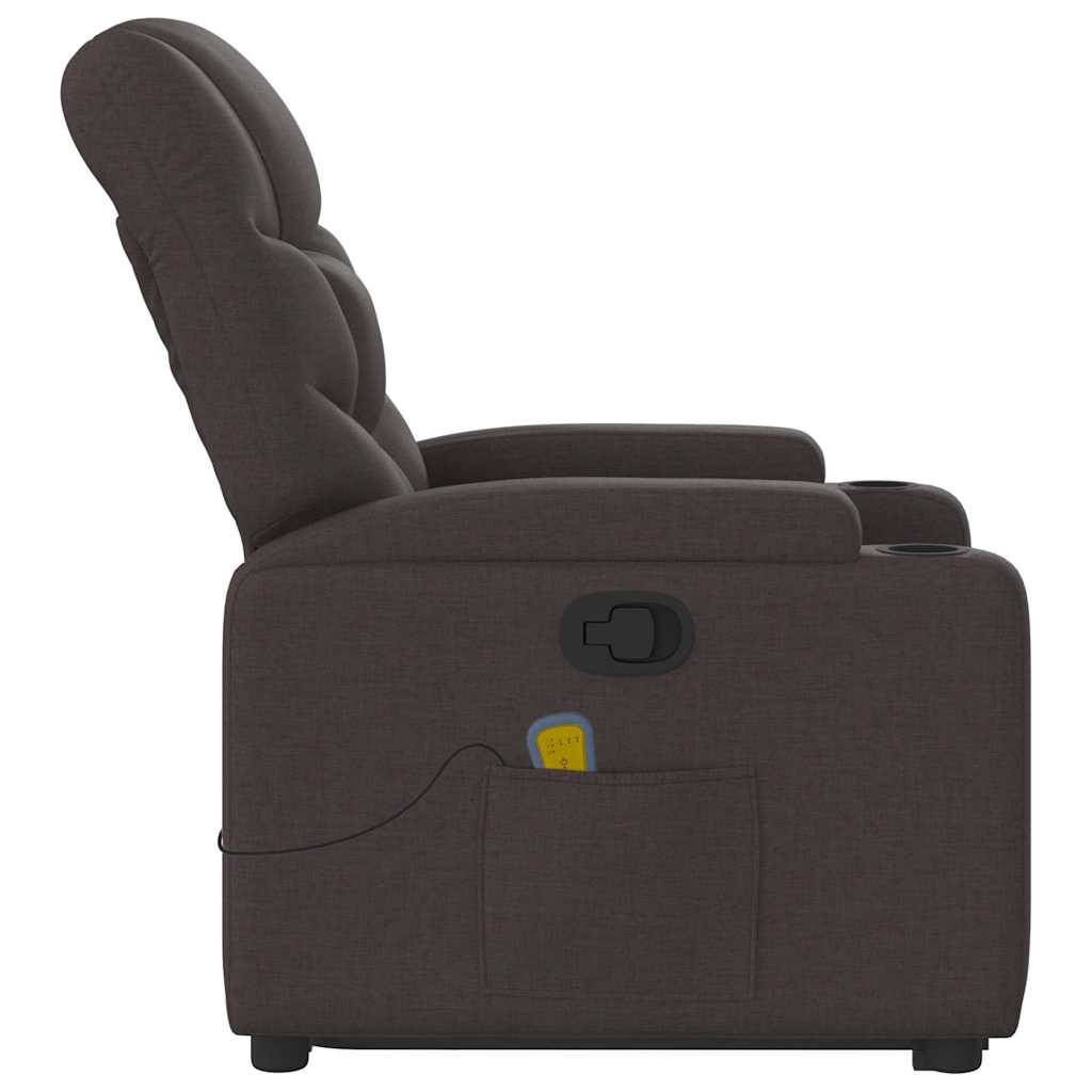Fauteuil inclinable de massage Marron foncé Tissu