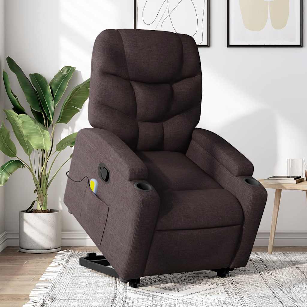 Fauteuil inclinable de massage Marron foncé Tissu - XIOS