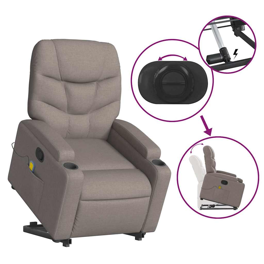 Fauteuil inclinable de massage Taupe Tissu