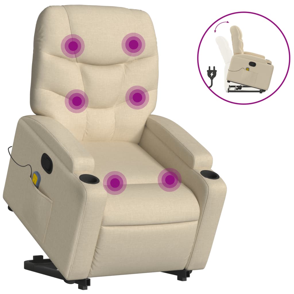 Fauteuil inclinable de massage Crème Tissu - XIOS