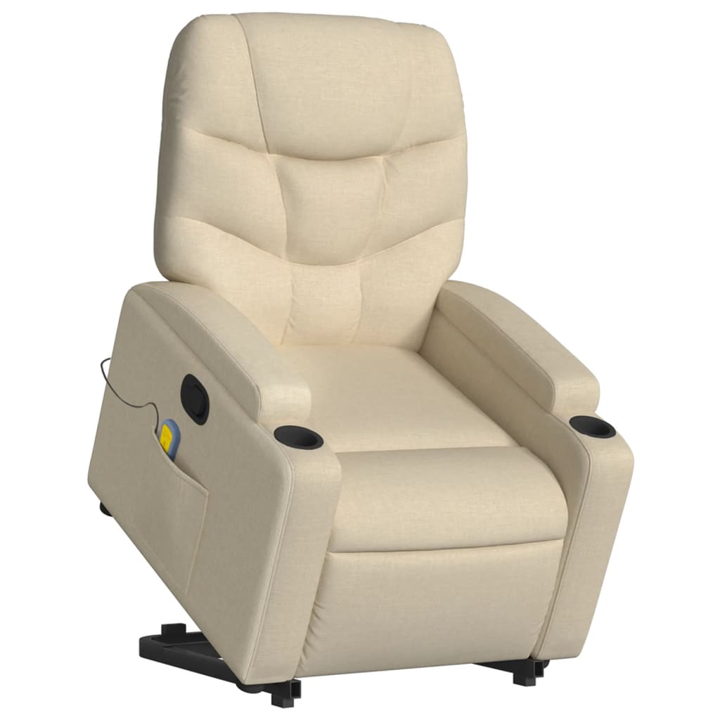 Fauteuil inclinable de massage Crème Tissu