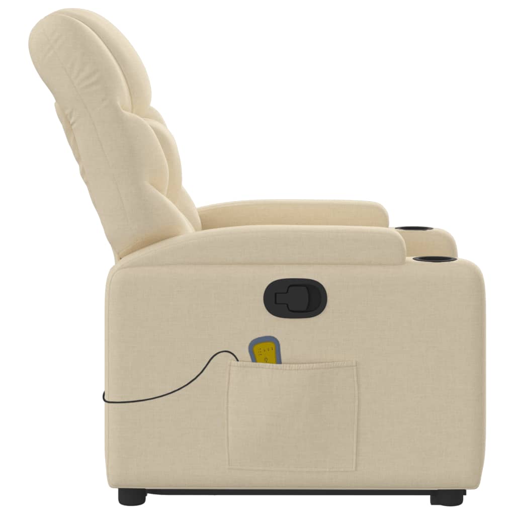 Fauteuil inclinable de massage Crème Tissu