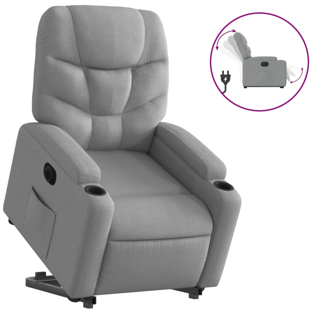 Fauteuil inclinable électrique gris clair tissu - XIOS