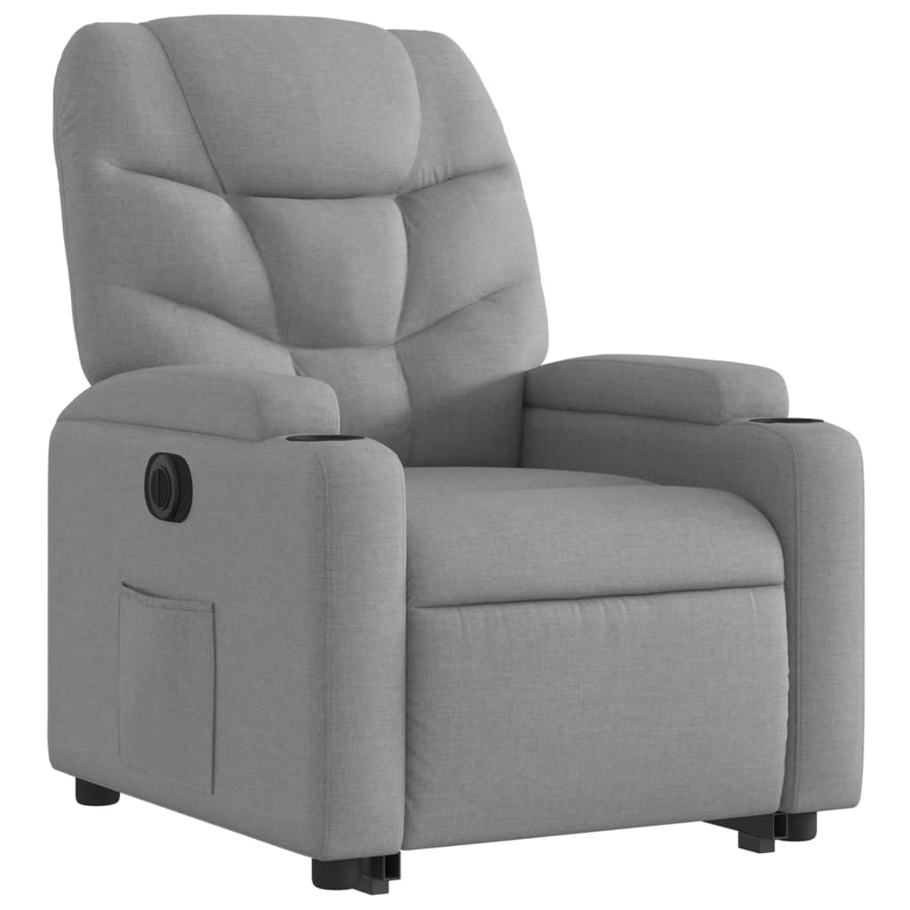 Fauteuil inclinable électrique gris clair tissu - XIOS