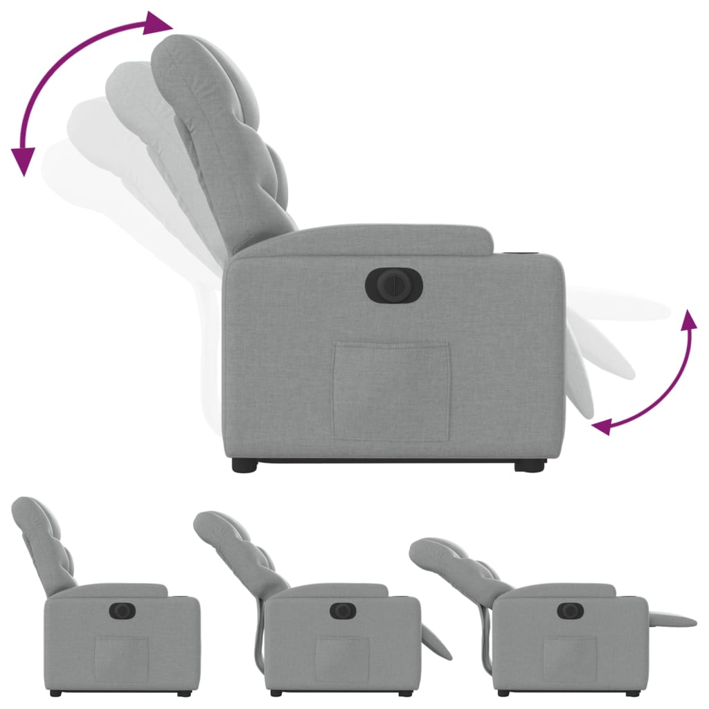 Fauteuil inclinable électrique gris clair tissu - XIOS
